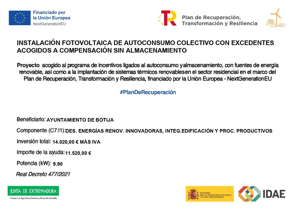 Imagen Nueva instalación fotovoltaica de autoconsumo colectivo en Botija